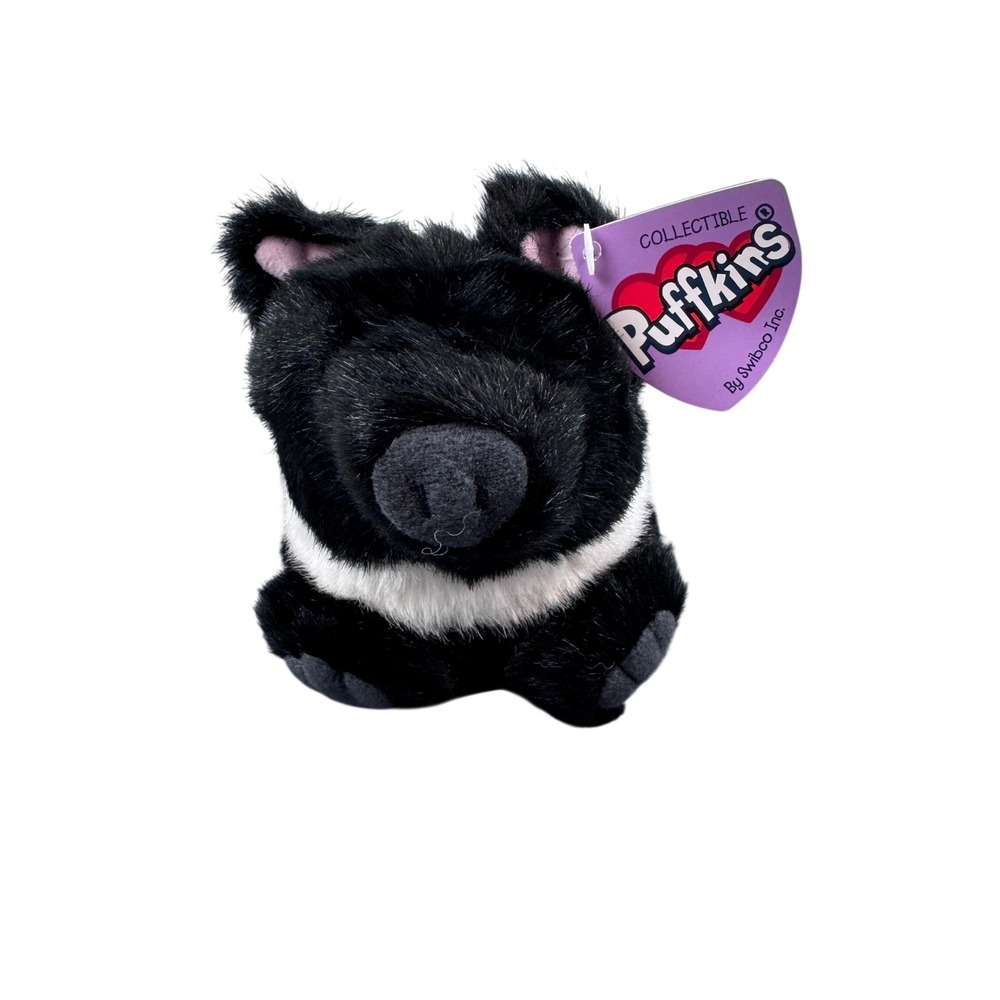 Swibco Puffkins Souie Hampshire Pig Plush Unisex Small Black White 6769 2001‎